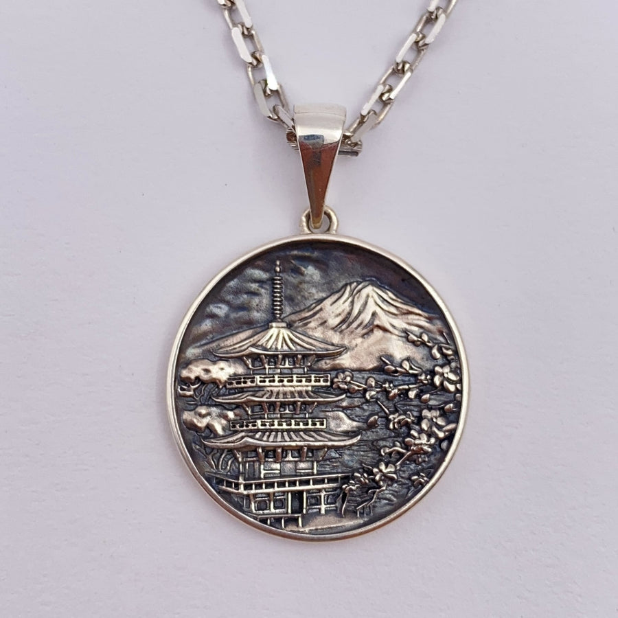Sterling Silver Pagoda Pendant: Handmade Asian Architecture Jewelry (etsy image id: 5205405743)