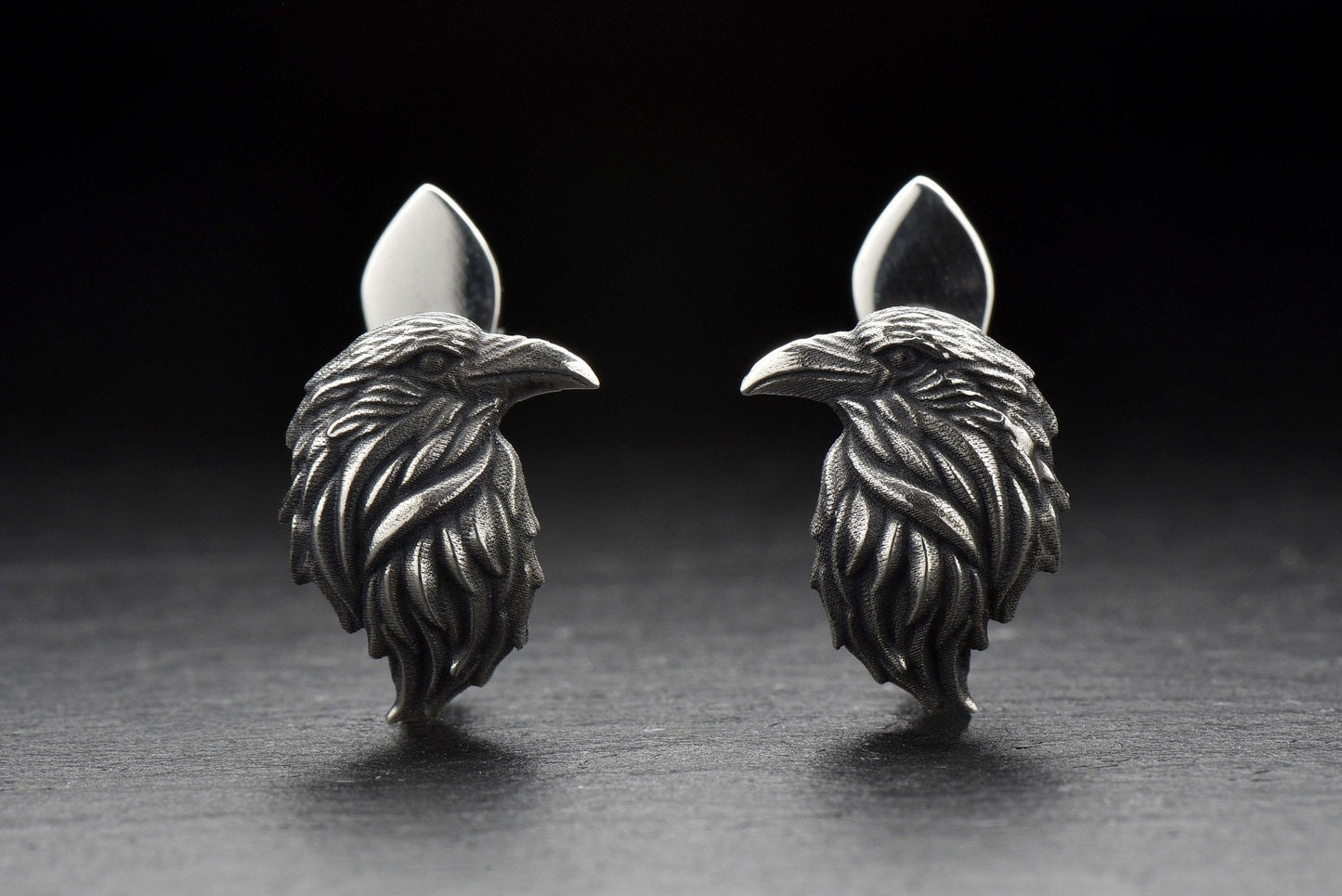 Oxidized Sterling Silver Crow Earrings: Gothic Raven Jewelry (etsy image id: 5228373986)