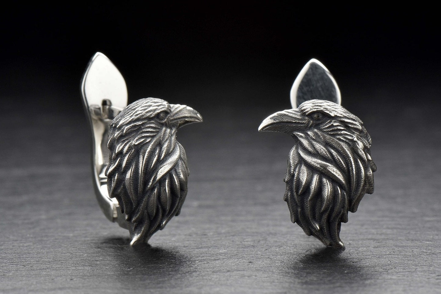 Oxidized Sterling Silver Crow Earrings: Gothic Raven Jewelry (etsy image id: 5228373988)