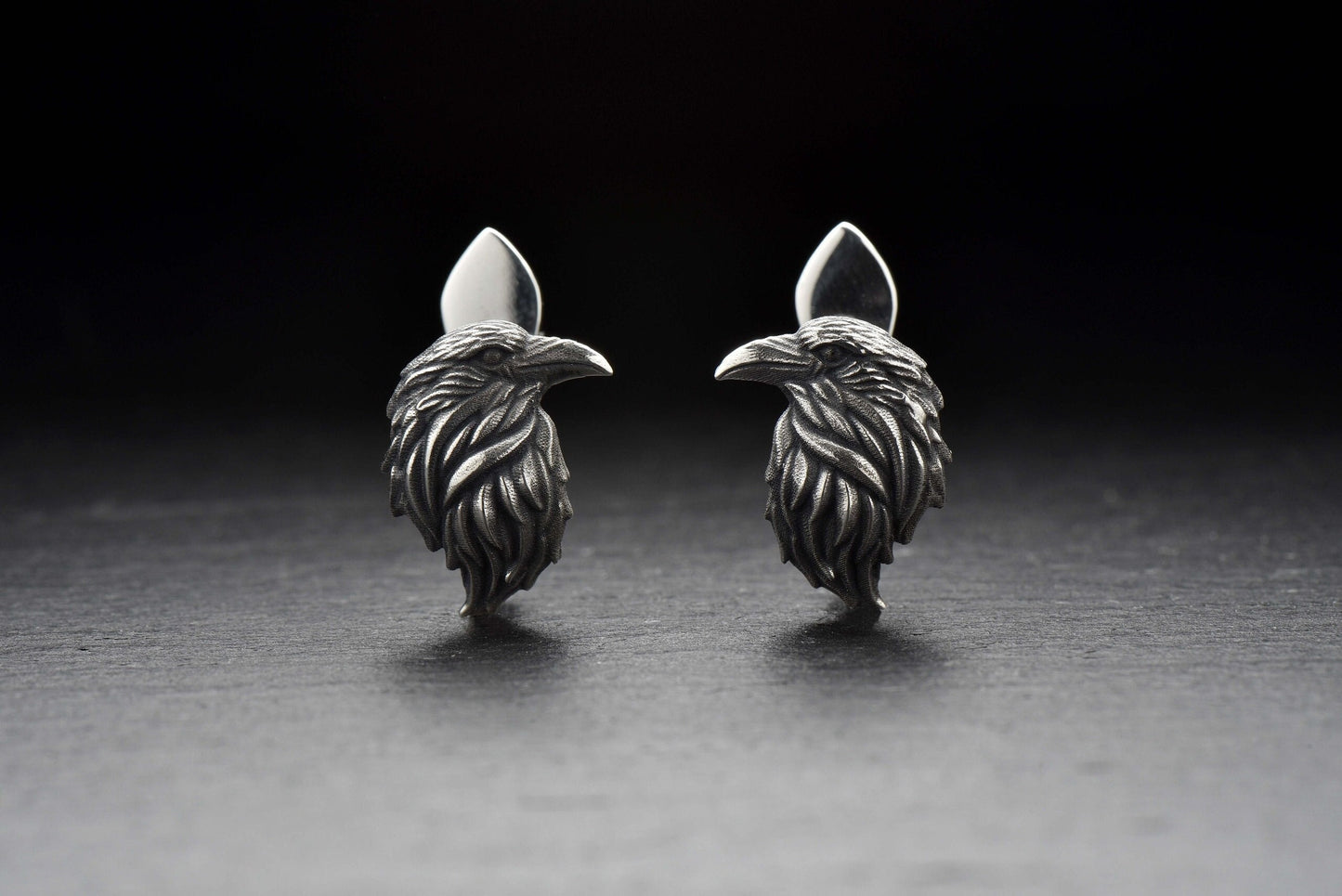 Oxidized Sterling Silver Crow Earrings: Gothic Raven Jewelry (etsy image id: 5228377230)