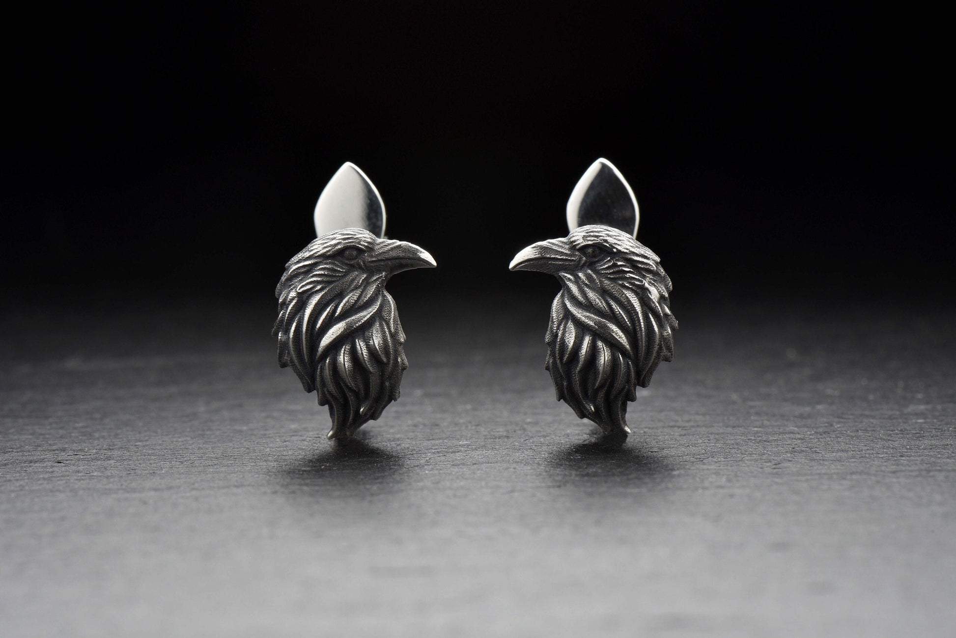 Oxidized Sterling Silver Crow Earrings: Gothic Raven Jewelry (etsy image id: 5228377230)