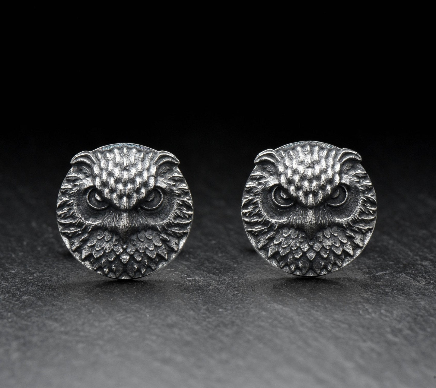 Oxidized Sterling Silver Owl Cufflinks: Animal Jewelry Gift (etsy image id: 5313910454)