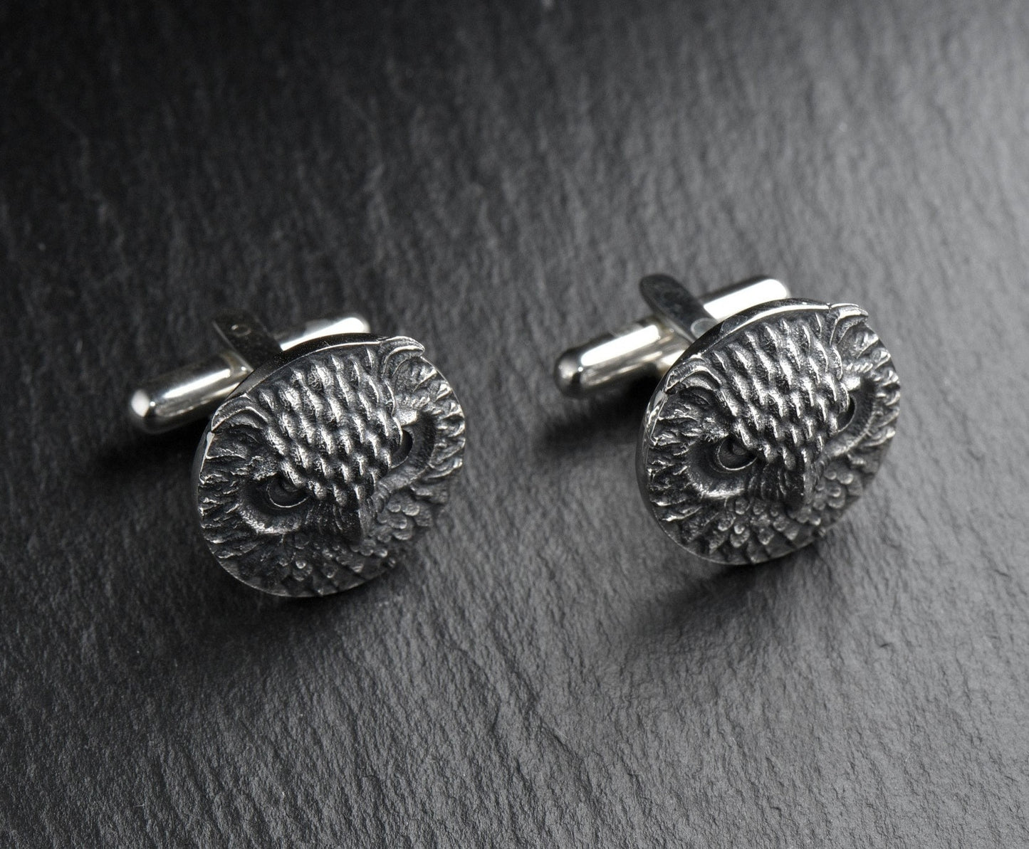 Oxidized Sterling Silver Owl Cufflinks: Animal Jewelry Gift (etsy image id: 5362084707)