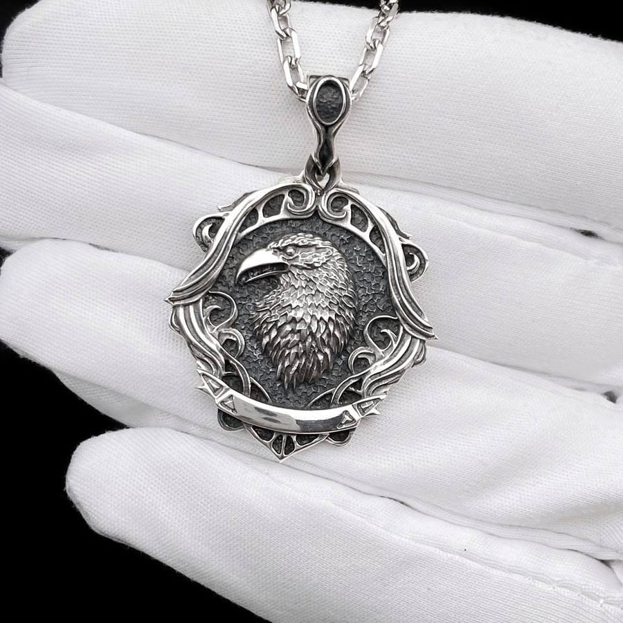 Gothic Raven Pendant Necklace: Sterling Silver Victorian Occult Jewelry (etsy image id: 5382482950)