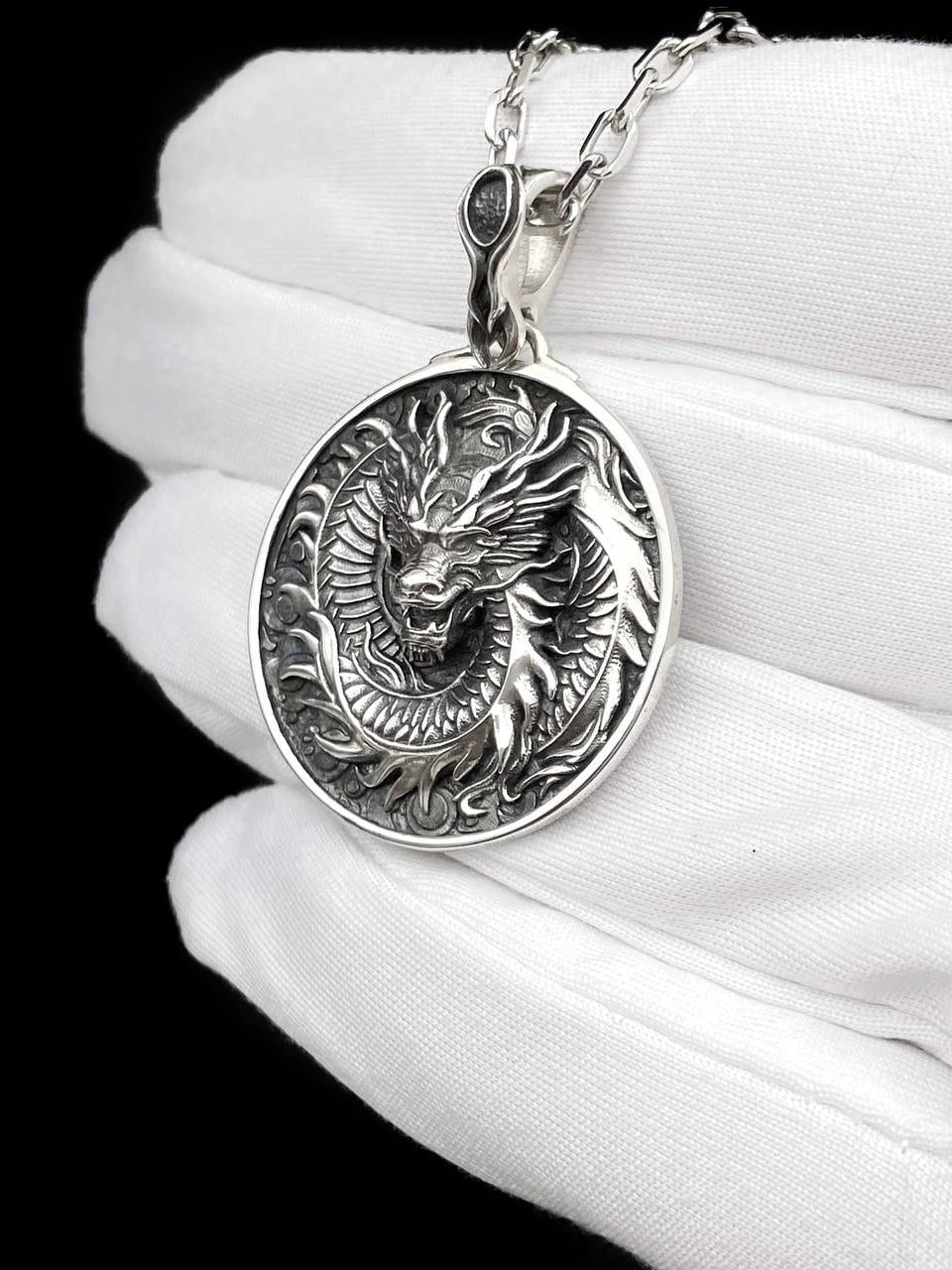 Sterling Silver Chinese Dragon Pendant Necklace: Handmade Dragon Jewelry (etsy image id: 5396847034)