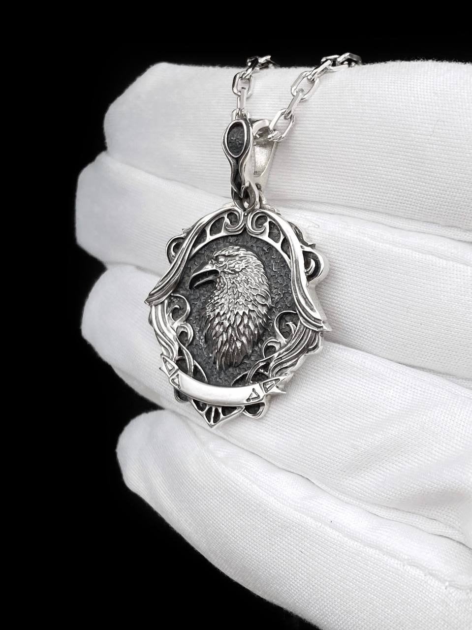Gothic Raven Pendant Necklace: Sterling Silver Victorian Occult Jewelry (etsy image id: 5430643179)