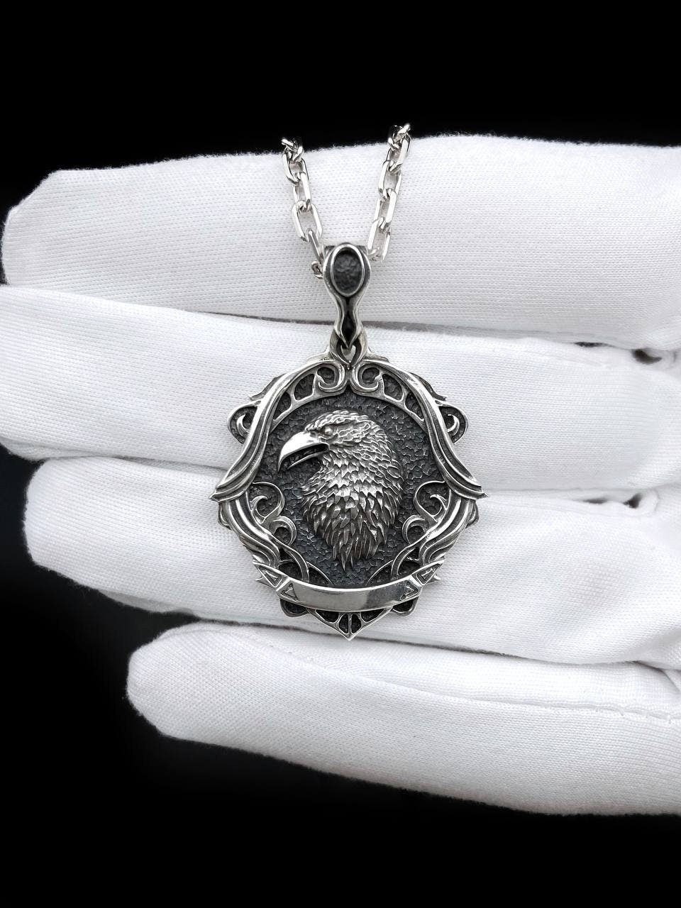 Gothic Raven Pendant Necklace: Sterling Silver Victorian Occult Jewelry (etsy image id: 5430647719)