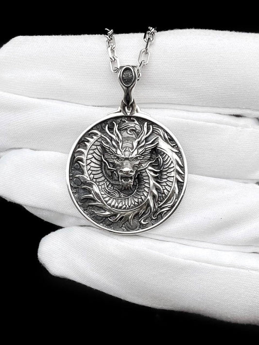 Sterling Silver Chinese Dragon Pendant Necklace: Handmade Dragon Jewelry (etsy image id: 5445006543)