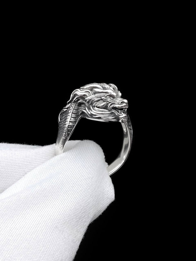 Sterling Silver Chinese Dragon Ring: Handmade Fantasy Jewelry (etsy image id: 7251447355)