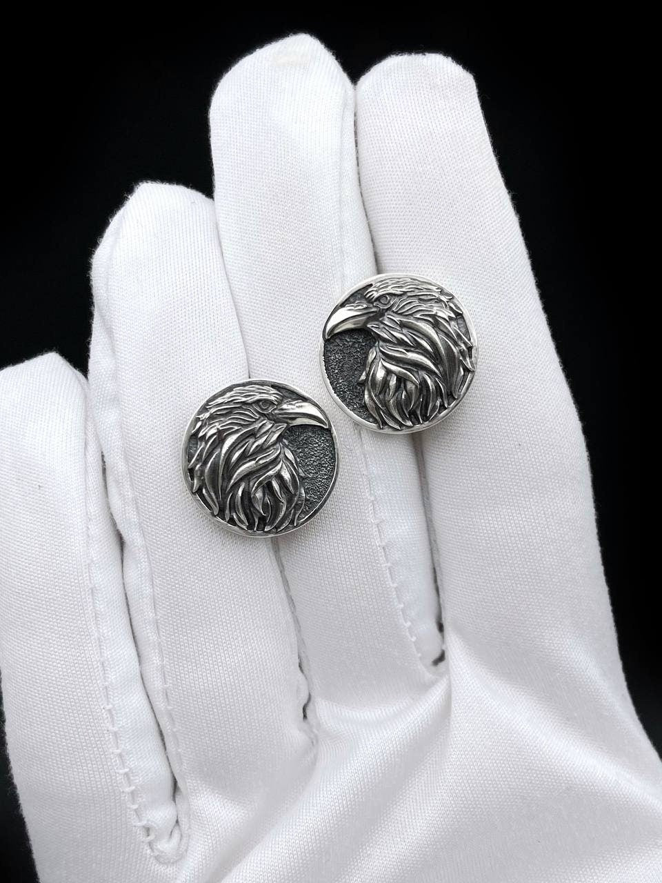Sterling Silver Raven Cufflinks: Bird Lover Jewelry (etsy image id: 5452711606)
