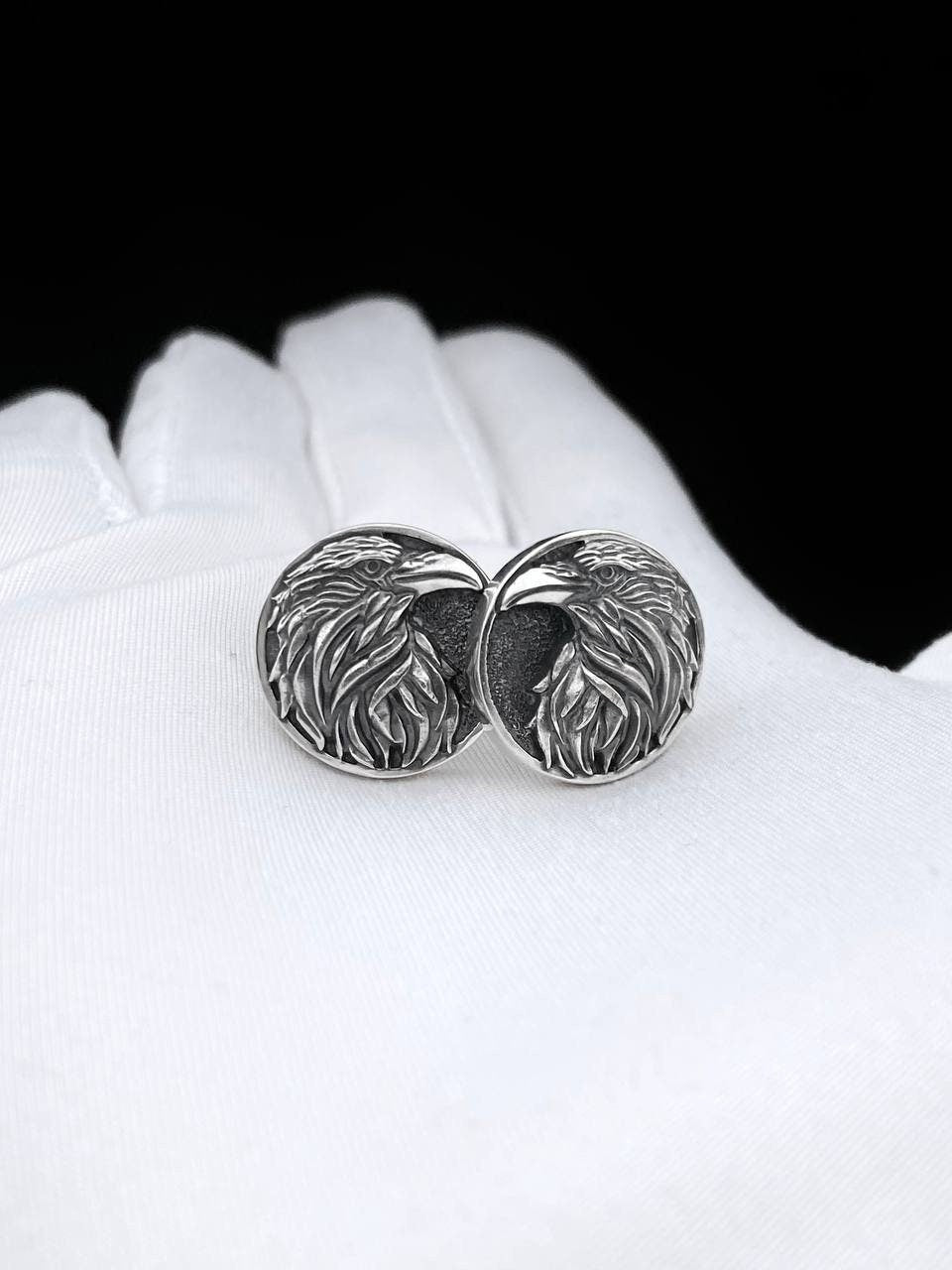 Sterling Silver Raven Cufflinks: Bird Lover Jewelry (etsy image id: 5479661936)