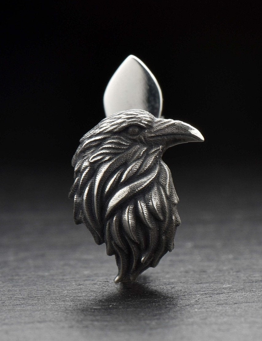 Oxidized Sterling Silver Crow Earrings: Gothic Raven Jewelry (etsy image id: 5483114780)