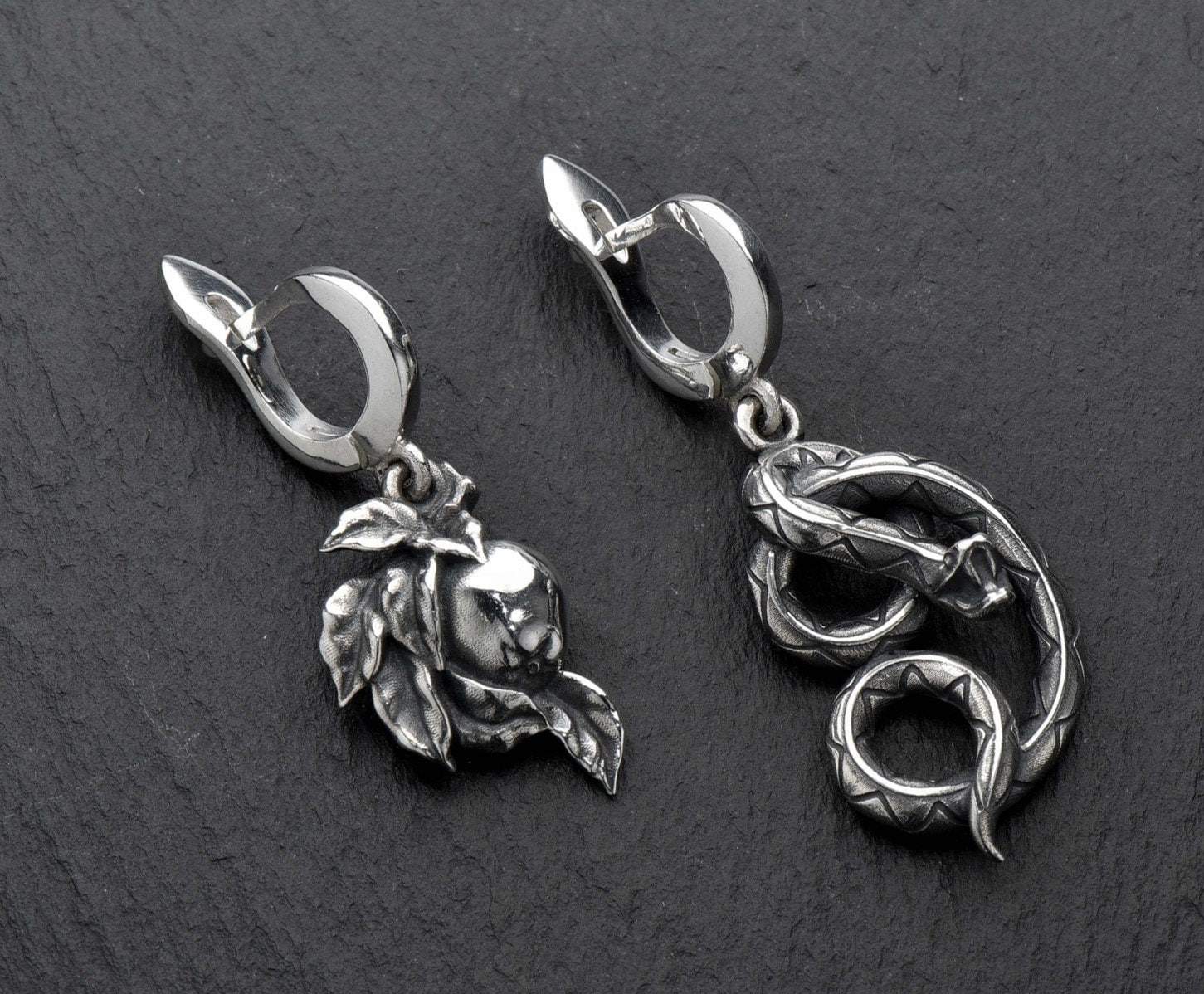 Sterling Silver Serpent Earrings: Handmade Animal Jewelry (etsy image id: 5496005540)