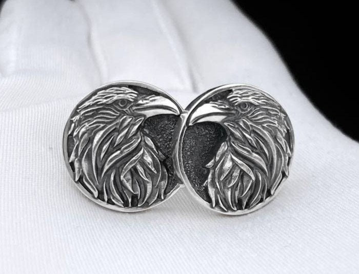 Sterling Silver Raven Cufflinks: Bird Lover Jewelry (etsy image id: 5527771959)
