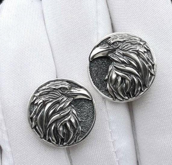 Sterling Silver Raven Cufflinks: Bird Lover Jewelry (etsy image id: 5527772243)