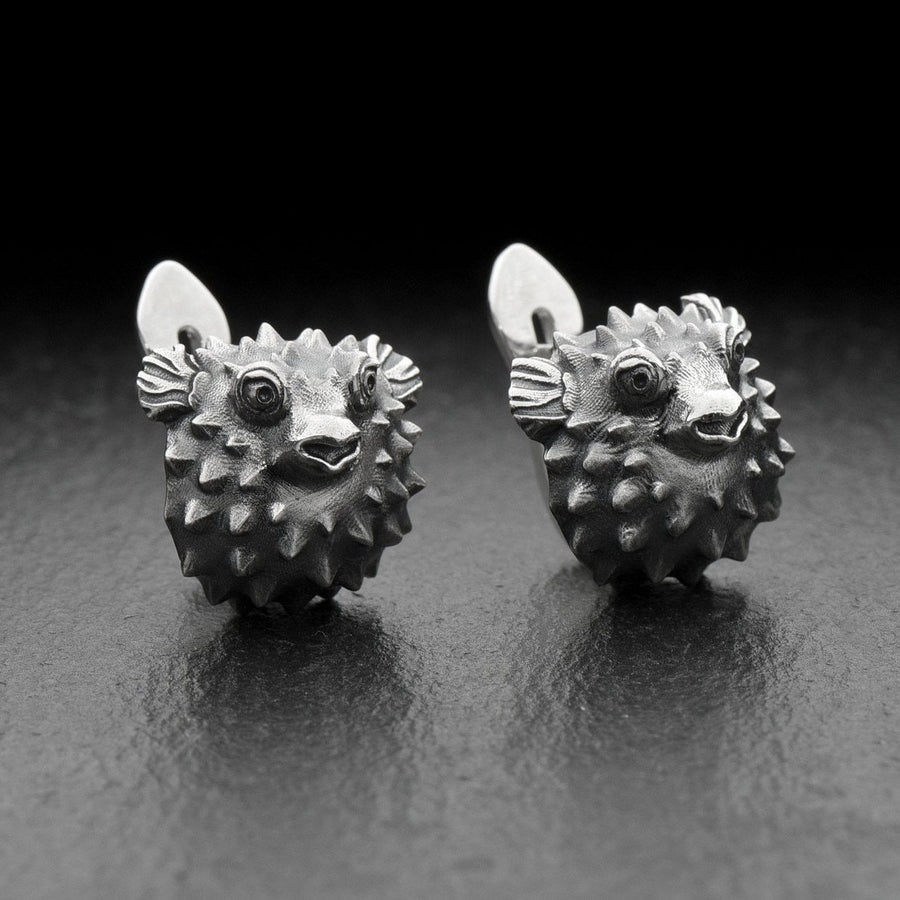 Sterling Silver Puffer Fish Earrings: Handmade Sea Jewelry (etsy image id: 5531076529)