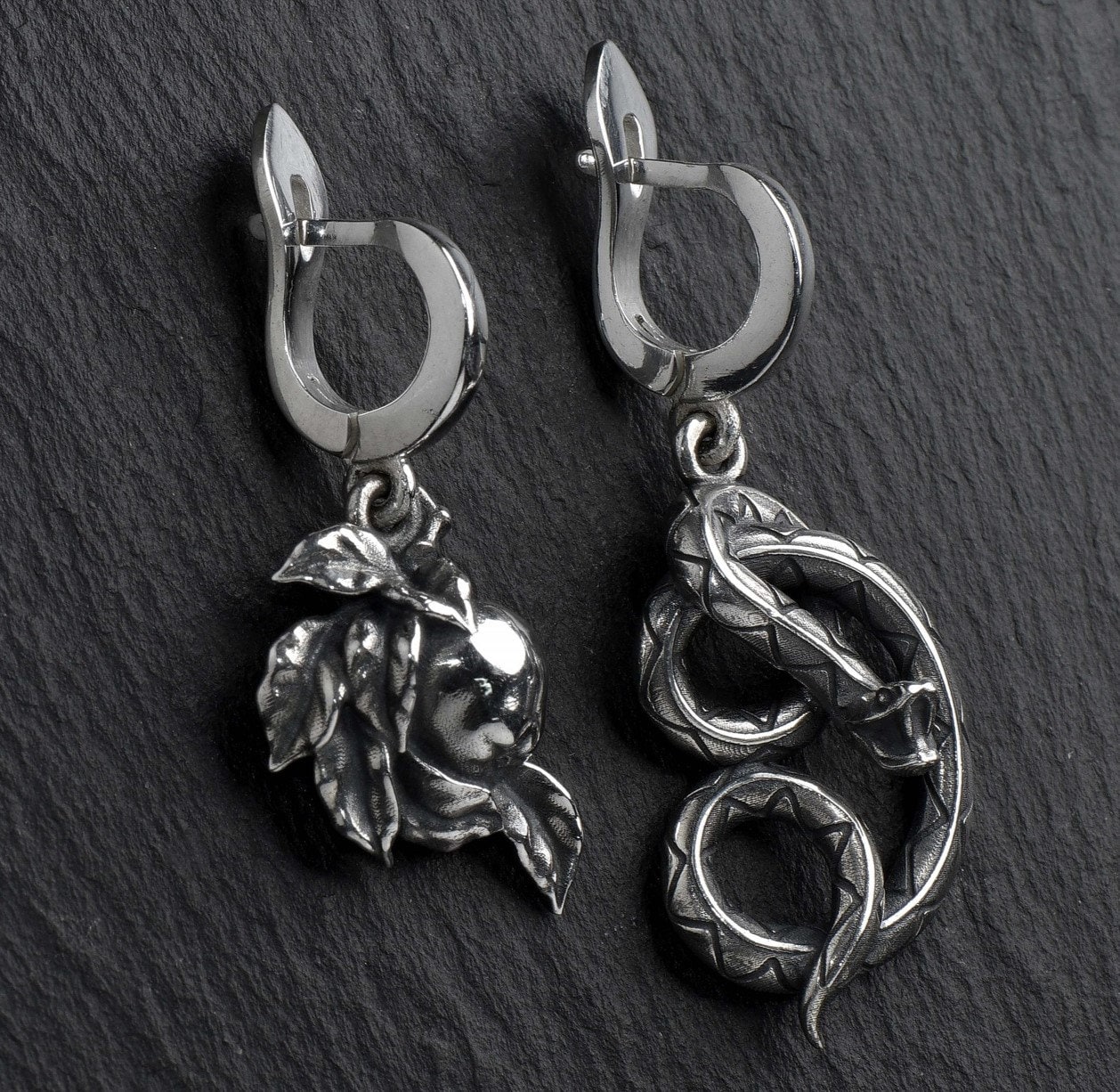 Sterling Silver Serpent Earrings: Handmade Animal Jewelry (etsy image id: 5544110773)