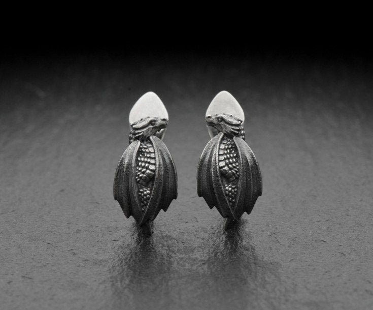 Sterling Silver Dragon Earrings, Handmade Fantasy Jewelry for Women, Handmade Fantasy Jewelry, Gift for Dragon Lovers, Unisex Earrings (etsy image id: 5545054766)