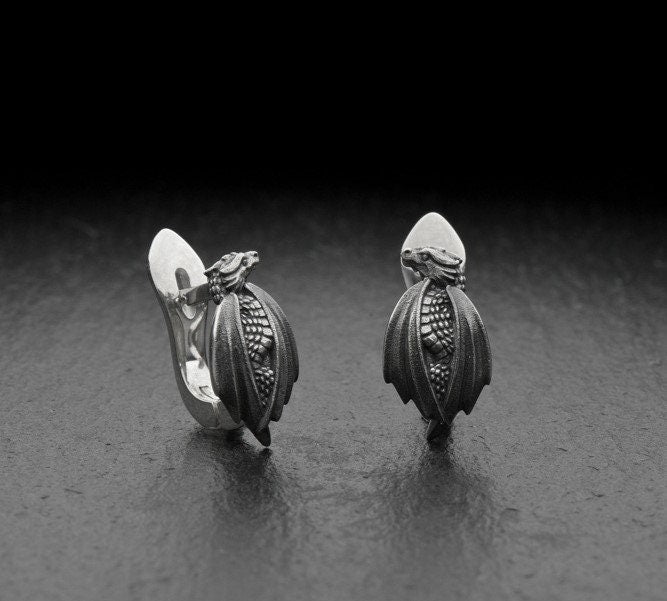 Sterling Silver Dragon Earrings: Handmade Fantasy Jewelry (etsy image id: 5545054900)