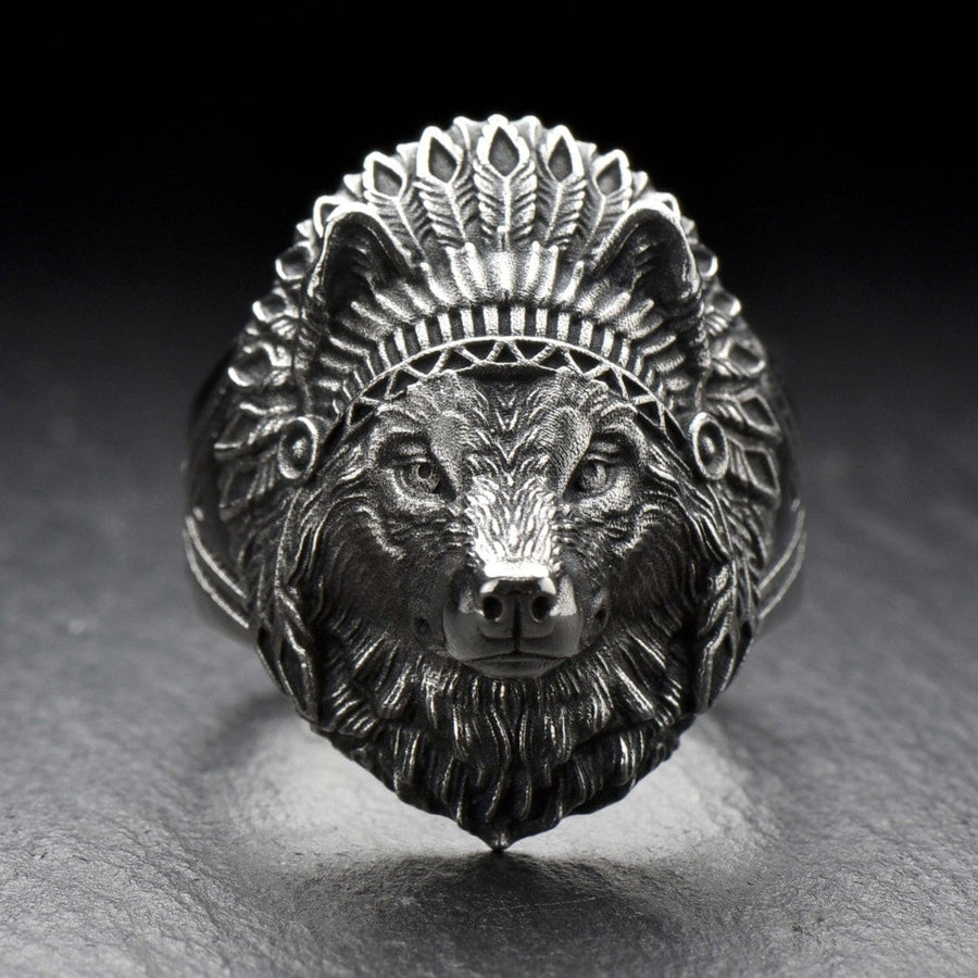 Sterling Silver Wolf Chief Ring, Wolf Totem Jewelry,Wolf Ring, Silver Wolf  Style Gift, Wild Animal lovers Ring, Wolf Lovers Gift