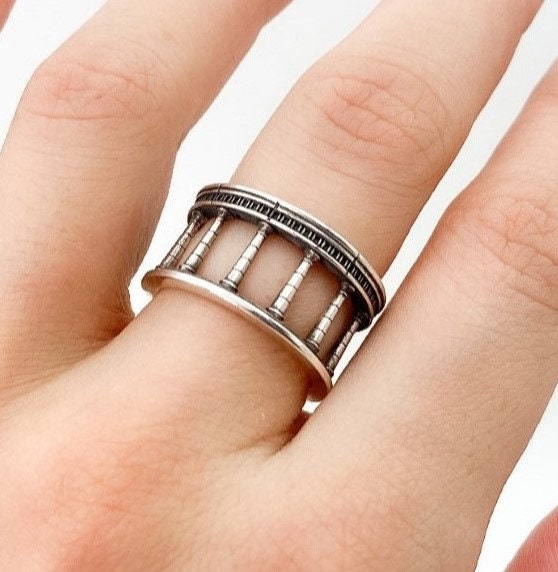 Sterling Silver Column Ring: Handmade Gothic Architecture Jewelry (etsy image id: 5583950181)