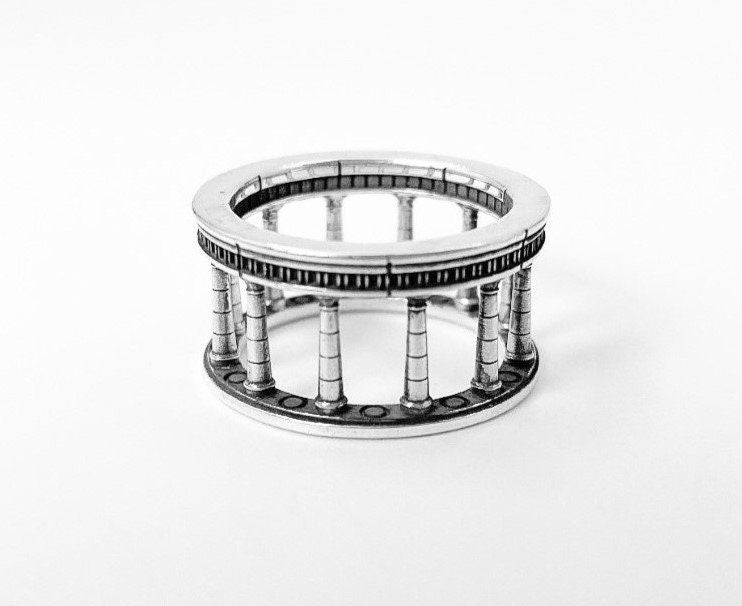 Sterling Silver Column Ring: Handmade Gothic Architecture Jewelry (etsy image id: 5583950493)