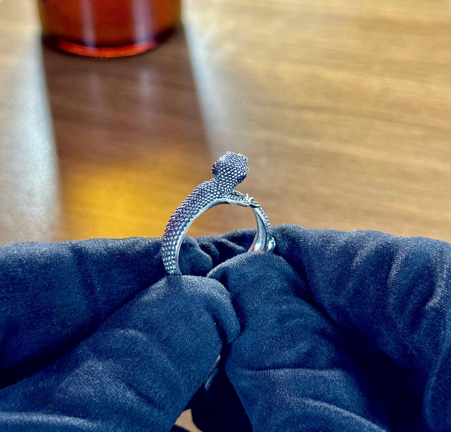 Sterling Silver Gecko Ring: Handmade Lizard Animal Jewelry