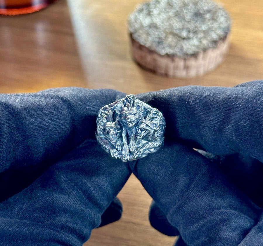 hyenas ring	hyena silver ring	hyena silver jewelry	Hyänenring	bague hyènes	lion king hyena	hyenas	hyenas gift	wild dog lover	wild dog jewelry	african souvenir	beast ring	beast silver ring (etsy image id: 7397082995)
