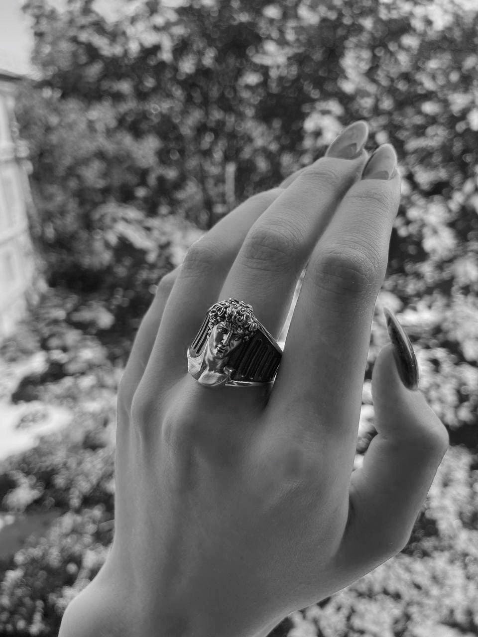Sterling Silver David Sculpture Ring: Renaissance Art Jewelry (etsy image id: 5589634252)