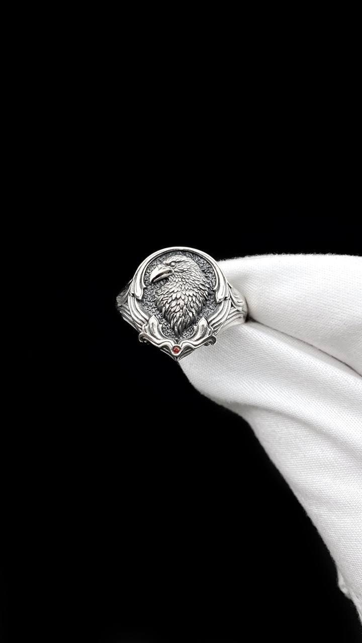 Oxidized Sterling Silver Raven Ring: Gothic Norse Bird Totem (etsy image id: 5592945877)