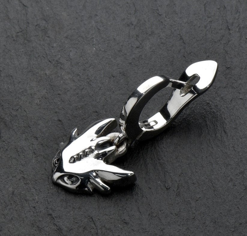 Sterling Silver Dragon Earrings: Oxidized Fantasy Jewelry (etsy image id: 5609376428)