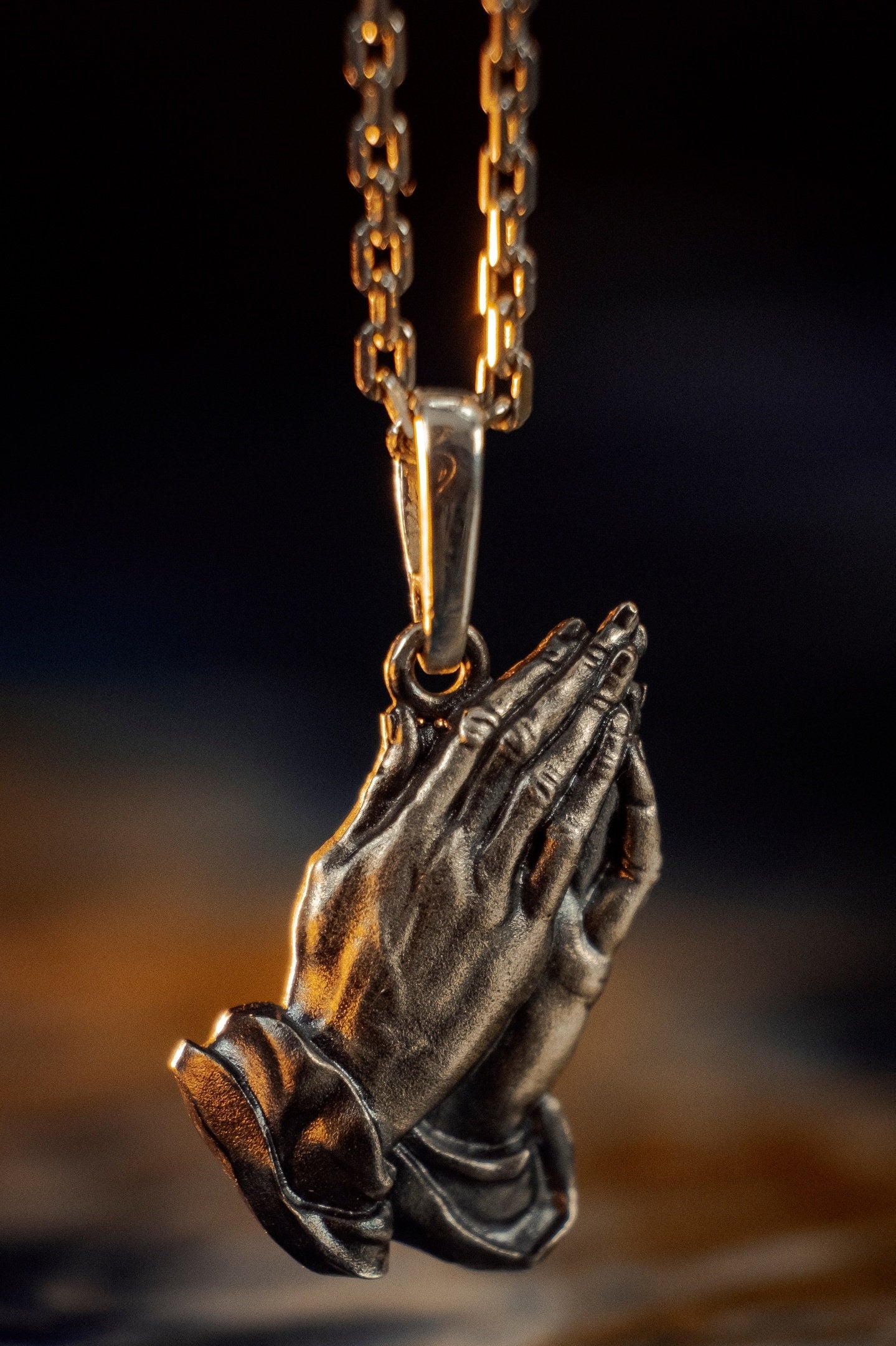 Sterling Silver Praying Hands Pendant: Gothic Religious Necklace (etsy image id: 5810804418)