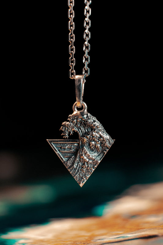 Sterling Silver Great Wave Pendant, Hokusai Art Necklace (etsy image id: 5823071438)