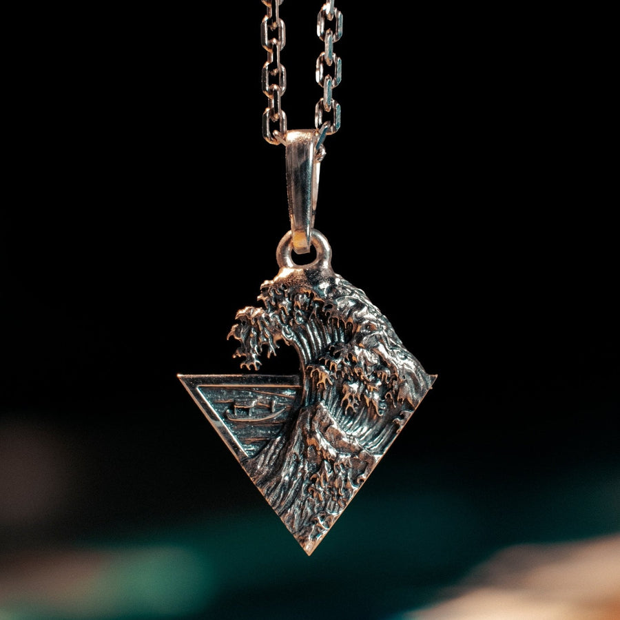 Sterling Silver Great Wave Pendant, Hokusai Art Necklace (etsy image id: 5823071438)