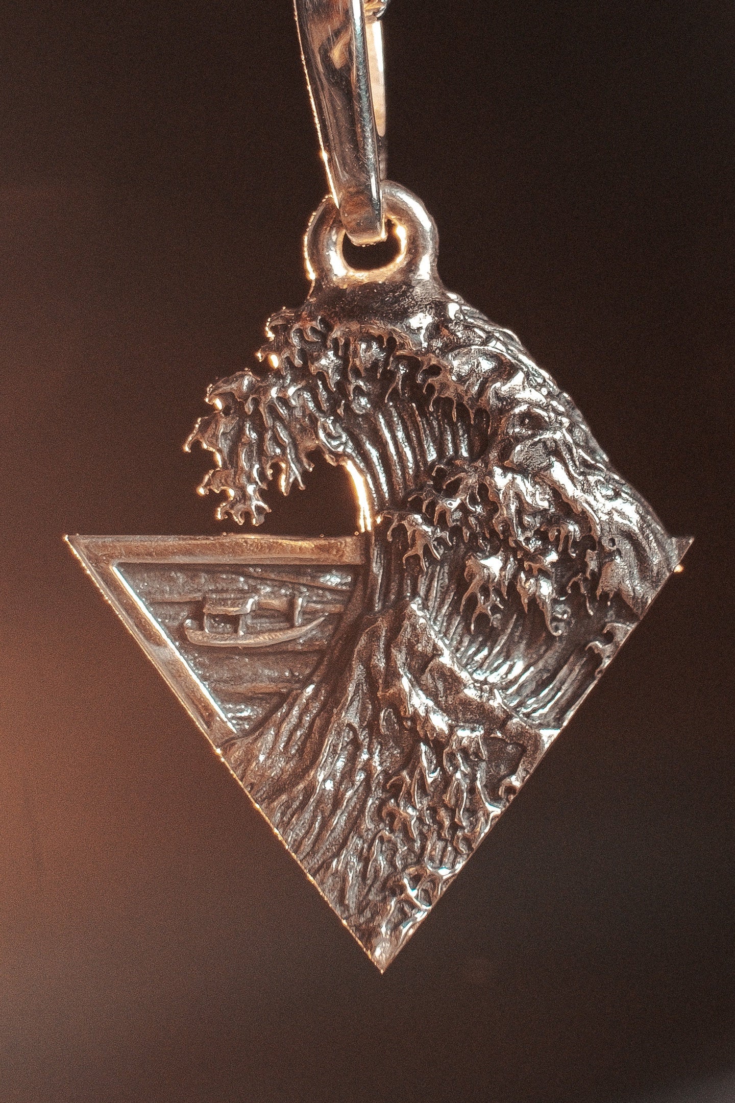 Sterling Silver Great Wave Pendant, Hokusai Art Necklace (etsy image id: 5823071508)