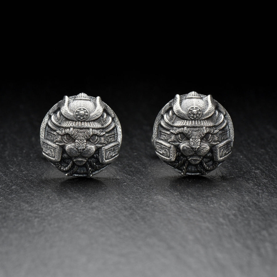 Samurai Cat Silver Cufflinks – Sterling Silver Warrior Cat Cufflinks | Japanese Feline Jewelry Gift for Him (etsy image id: 5840990822)