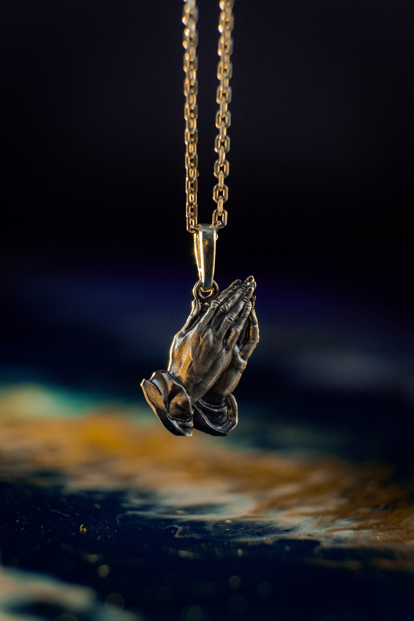 Sterling Silver Praying Hands Pendant: Gothic Religious Necklace (etsy image id: 5858887701)