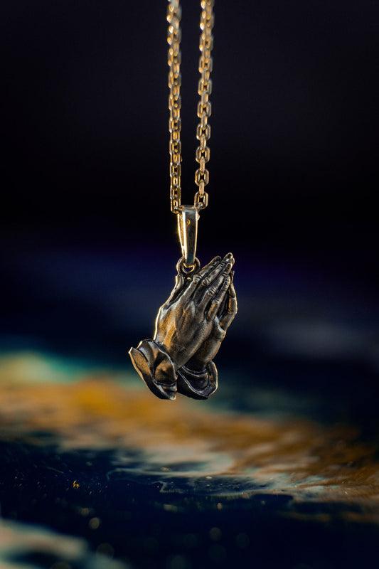 Sterling Silver Praying Hands Pendant: Gothic Religious Necklace (etsy image id: 5858887701)