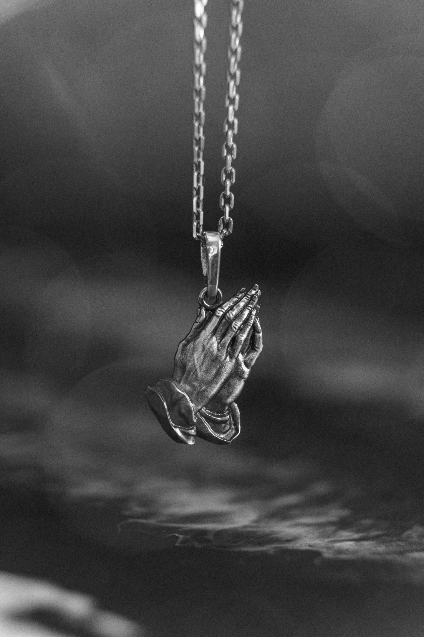 Sterling Silver Praying Hands Pendant: Gothic Religious Necklace (etsy image id: 5858891499)