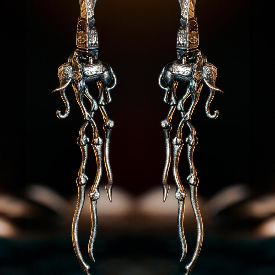 Sterling Silver Dali's Elephants Earrings: Gothic Art Jewelry (etsy image id: 5858902389)