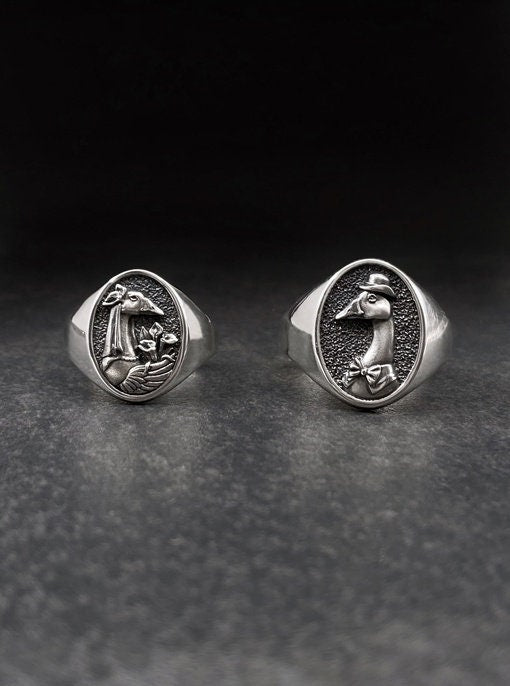 Sterling Silver Goose Signet Ring: Handmade Bird Jewelry (etsy image id: 5858964622)