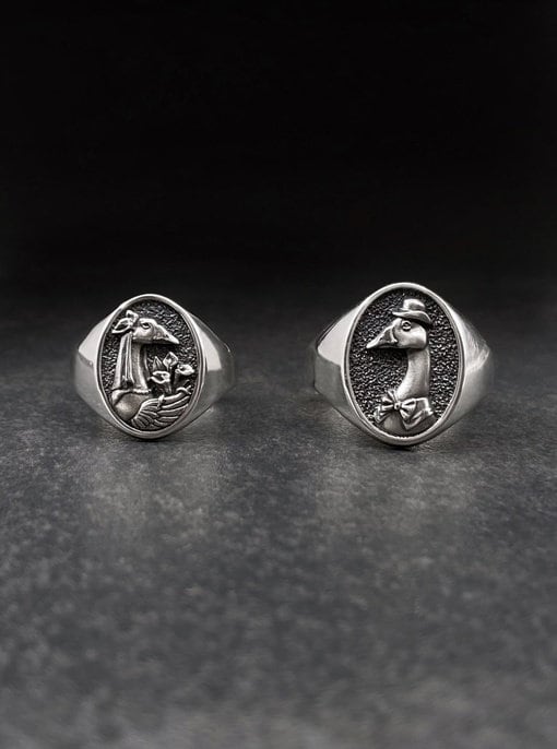 Sterling Silver Goose Signet Ring: Handmade Bird Jewelry (etsy image id: 5858964622)