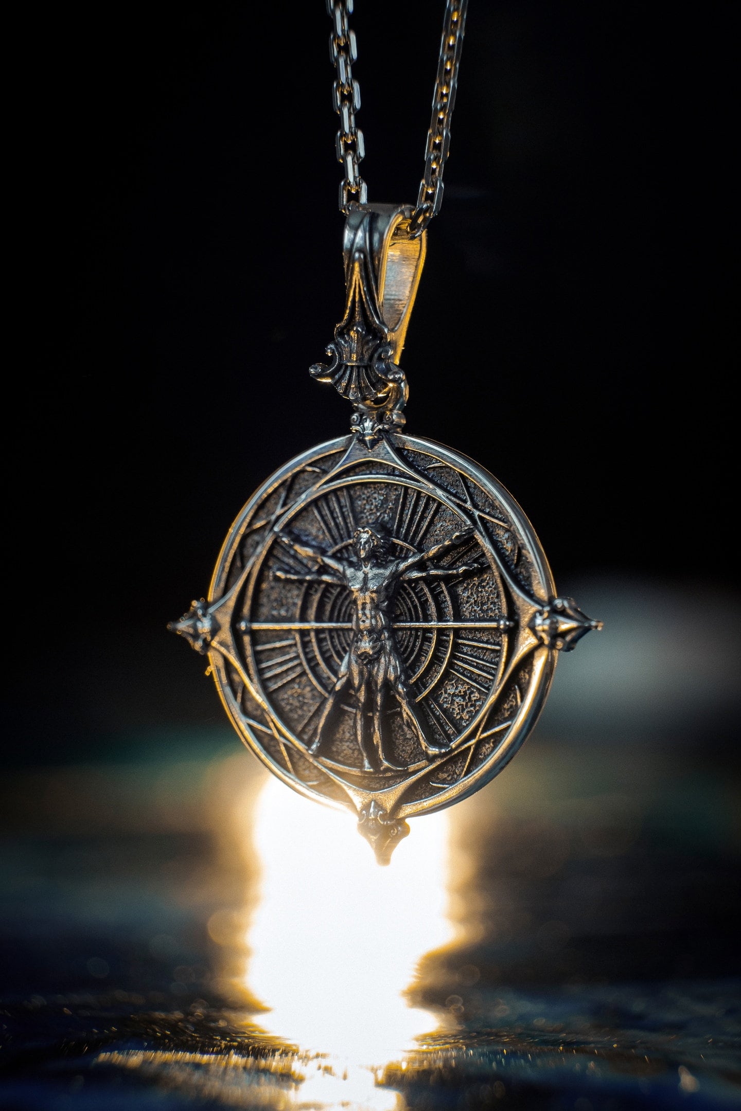 Sterling Silver Vitruvian Man Pendant: Renaissance Art Necklace (etsy image id: 5871145411)