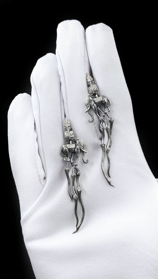 Sterling Silver Dali's Elephants Earrings: Gothic Art Jewelry (etsy image id: 5858902389)