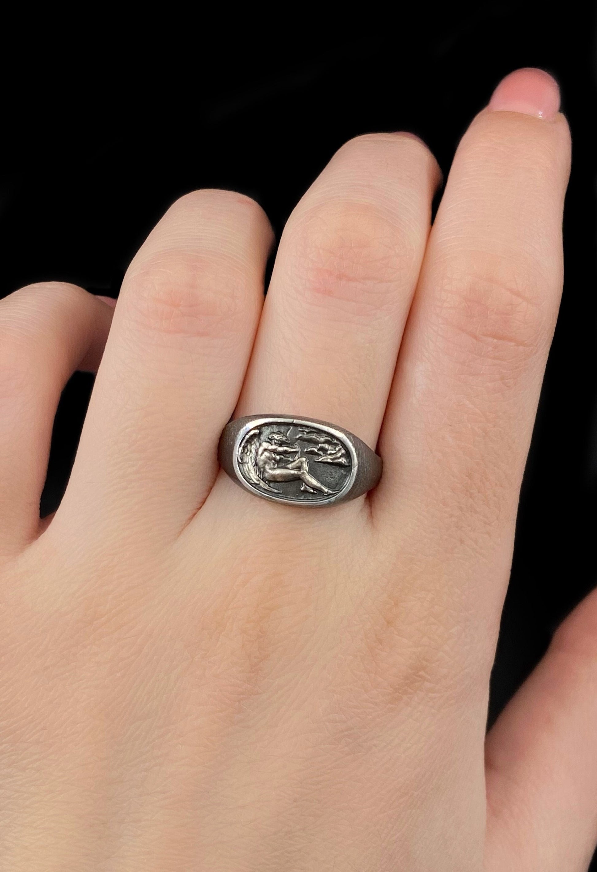 Oxidized Sterling Silver Fallen Angel Ring: Gothic Wearable Art (etsy image id: 5913907734)