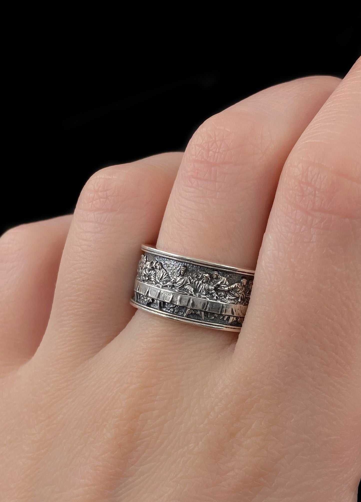 Sterling Silver Last Supper Ring, Da Vinci Inspired Jewelry, Handmade Gothic Wedding Band, Unique Renaissance Art Ring, Wearable Art Ring (etsy image id: 5913915928)