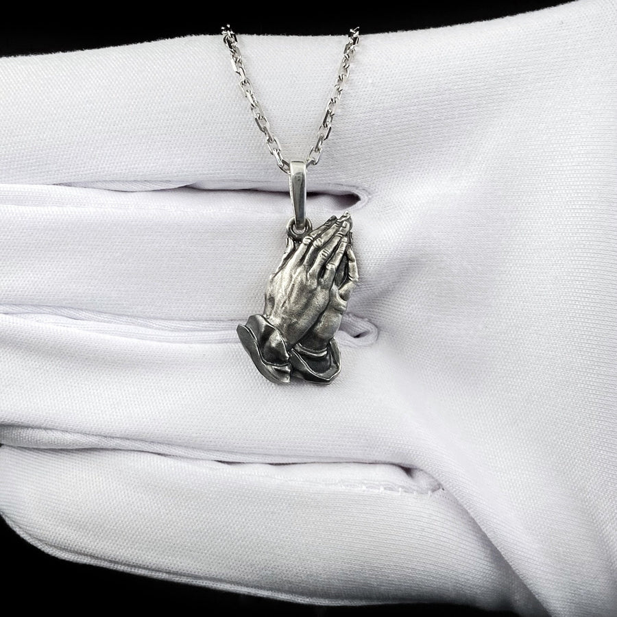 Sterling Silver Praying Hands Pendant: Gothic Religious Necklace (etsy image id: 5961976429)