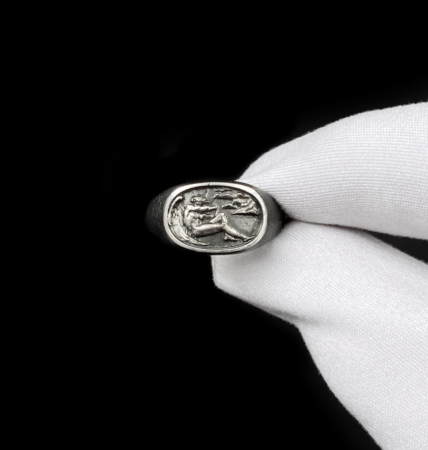 Oxidized Sterling Silver Fallen Angel Ring: Gothic Wearable Art (etsy image id: 5962006853)