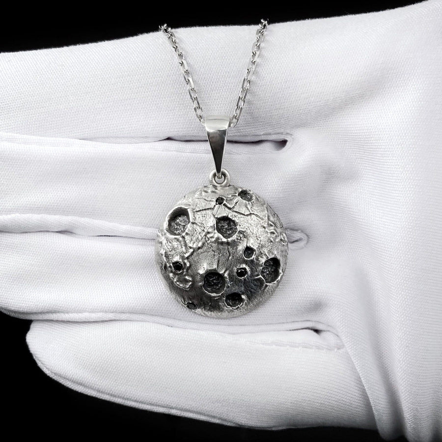 Sterling Silver Moon Pendant: Handmade Space Necklace (etsy image id: 6042247983)