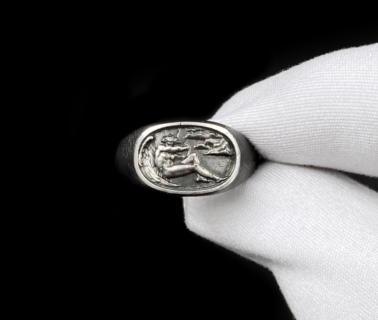Oxidized Sterling Silver Fallen Angel Ring: Gothic Wearable Art (etsy image id: 6055808183)